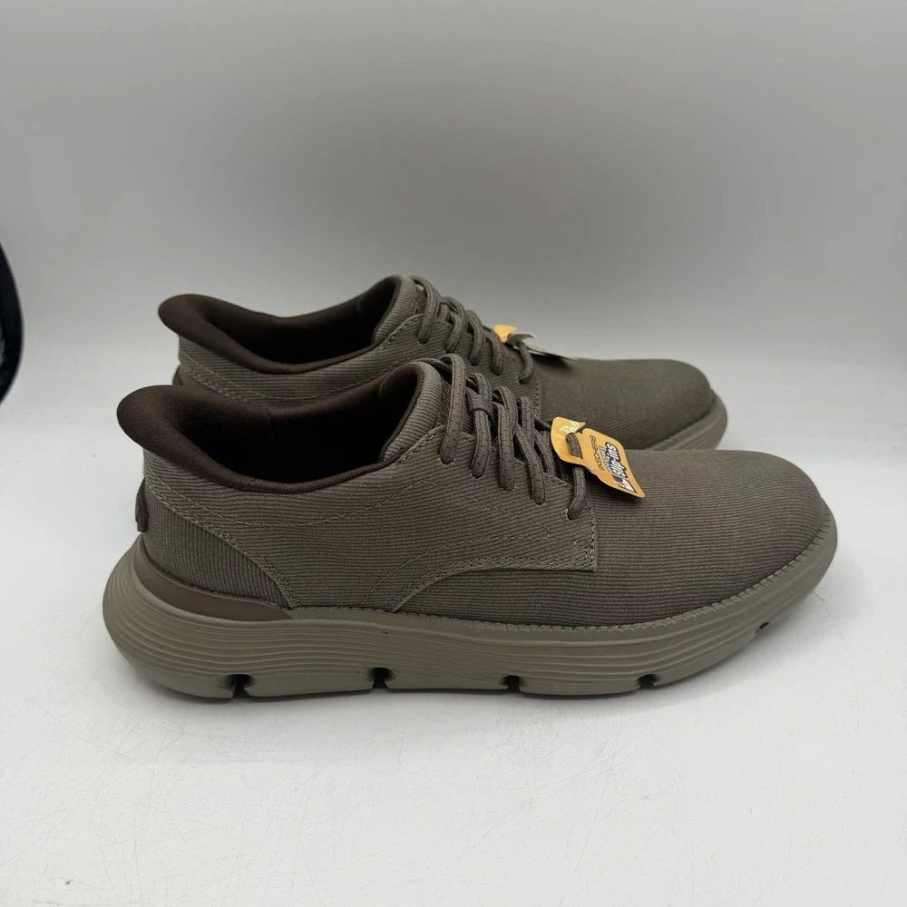 Skechers Garza Clive Shoes Mens 7 Dark Taupe Slip Ins Sneakers Hands Free 205352